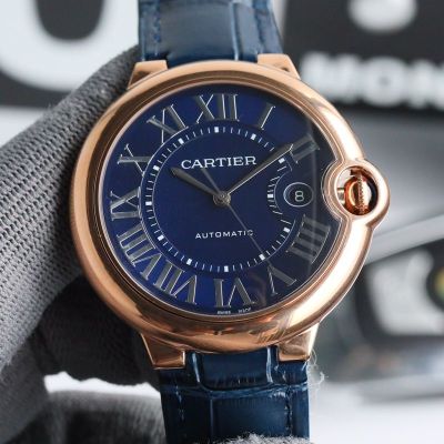 Cartier 42MM 18K Mechanical Movmene White/Blue Dial Men Watch Best Replica Watches for the Money